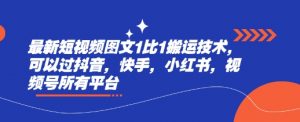 最新短视频图文1比1搬运技术，可以过抖音，快手，小红书，视频号所有平台-识享社