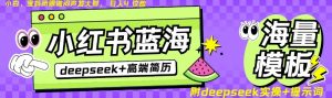 Deepseek+小红书简历蓝海赛道,24小时网盘自动发货,零成本,不限时间地点,日入四位数-识享社