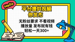 平台提供视频 你发布 无粉丝要求 不看视频播放量 发布就有钱 轻松一天300+-识享社