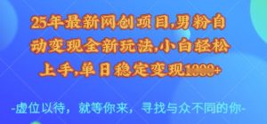 25年最新网创项目,男粉自动变现全新玩法,小白轻松上手,单日稳定变现多张【揭秘】-识享社