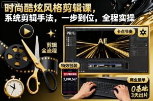 时尚酷炫风格剪辑课，系统剪辑手法，一步到位，全程实操-识享社
