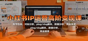 小红书IP运营高阶变现课:账号包装,对标分析,plog/vlog脚本,数据分析,商业接单-识享社