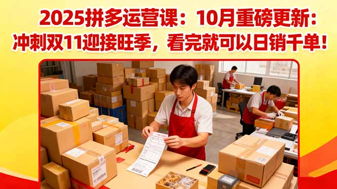 2025拼多多运营课：10月重磅更新冲刺双11，微付费/爆款打造，实现日销千单