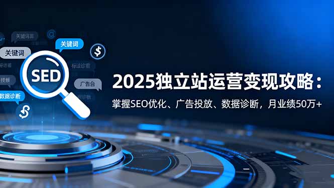 2025独立站运营变现攻略:掌握SEO优化、广告投放、数据诊断,月业绩50万+-识享社