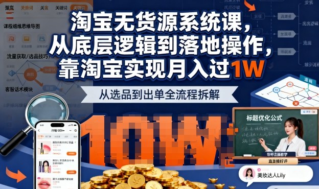 2025最新淘宝无货源系统课，从底层逻辑到落地操作，靠淘宝实现月入过1W(更新)-识享社