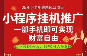 一部手机即可实现财富自由,微信小程序推广最新玩法教学,操作简单容易上手【揭秘】-识享社