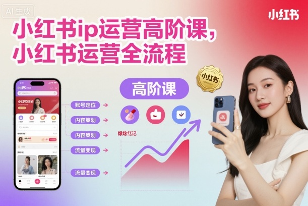 小红书IP运营高阶课:从0到1打造赚钱账号的全流程指南