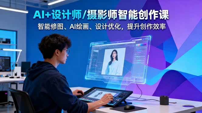 图片[1]-AI设计摄影创作课：零基础掌握智能修图、AI绘画与设计优化，提升创作效率