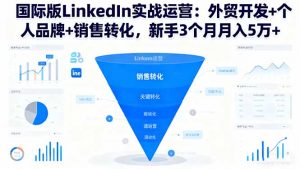 国际版LinkedIn实战运营:外贸开发+个人品牌+销售转化,新手3个月月入5万+-识享社