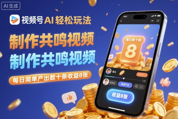 视频号AI轻松玩法，制作共鸣视频，每日简单产出数十条收益8张-识享社