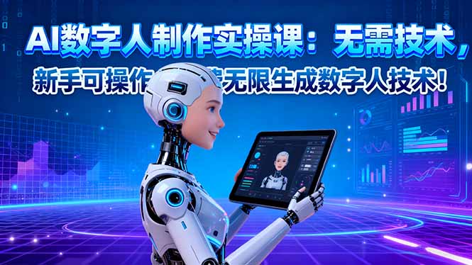 AI数字人制作实操课：无需技术，新手可操作，免费无限生成数字人技术！-识享社