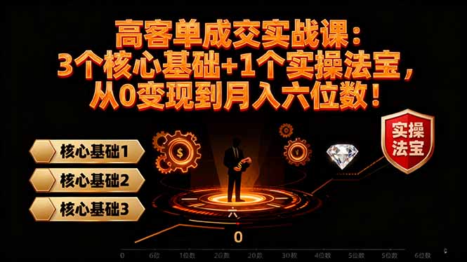 高客单成交实战课：3大核心基础+1个实操法宝，从0到1实现月入六位数变现