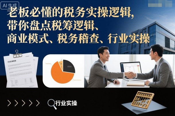 老板必懂的税务实操逻辑，带你盘点税筹逻辑、商业模式、税务稽查、行业实操-识享社