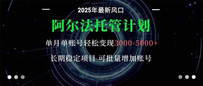 阿尔法托管计划 单账号月入3000-5000，长期稳定项目，新手小白轻松上手。-识享社