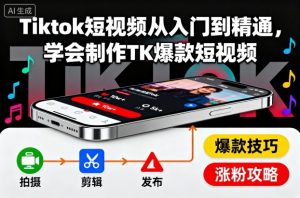 Tiktok短视频从入门到精通，学会制作TK爆款短视频-识享社