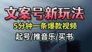 文案号新玩法，5分钟一条爆款视频，流量高，起号快，多方位变现-识享社