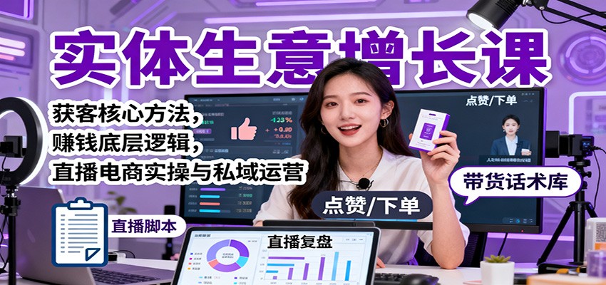 图片[1]-实体生意增长课：获客核心方法+直播电商实操+私域运营，解决没客流难题-识享社