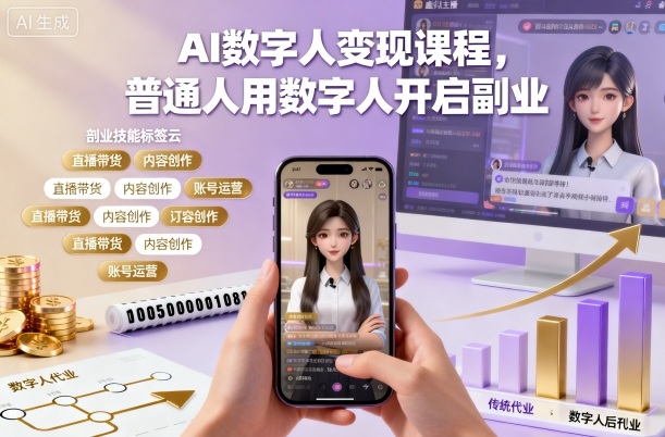 AI数字人变现课程，普通人用数字人开启副业-识享社