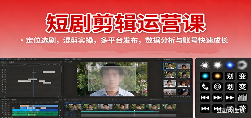 图片[1]-短剧剪辑运营课：定位选剧，混剪实操，多平台发布，数据分析与账号快速成长-识享社