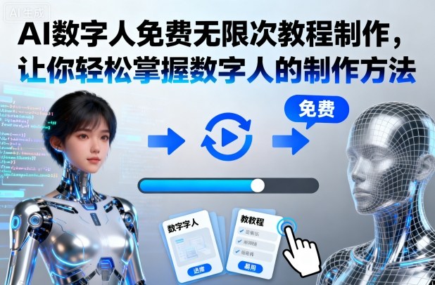 AI数字人制作教程：零基础免费无限次生成，替代真人出镜完成文案配音