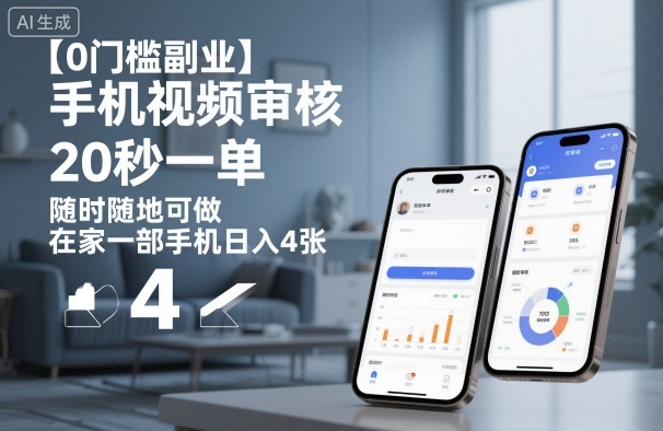 【0门槛副业】手机视频审核，20秒一单，随时随地可做，在家一部手机日入4张【揭秘】-识享社