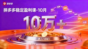 拼多多稳定盈利课-10月,强付费SOP+微付费高投产+活动矩阵,单店月入10万+-识享社