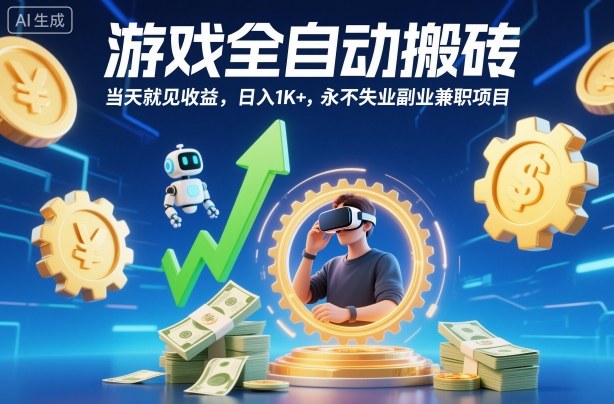 游戏全自动搬砖，当天就见收益，日入1K+，永不失业副业兼职项目【揭秘】-识享社