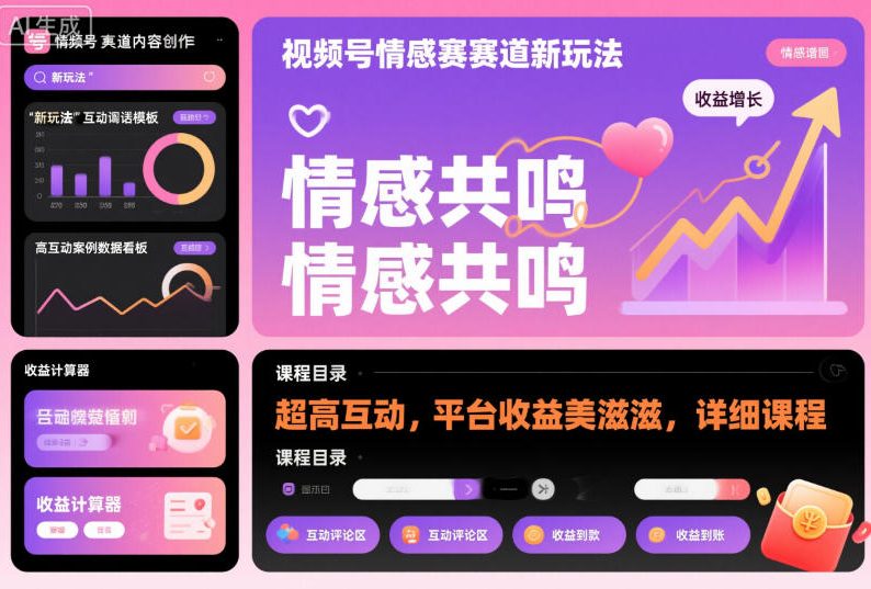 视频号情感赛道新玩法,超高互动,平台收益美滋滋,详细课程-识享社
