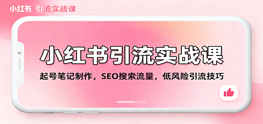 小红书引流实战课:起号笔记制作,SEO搜索流量,低风险引流技巧-识享社