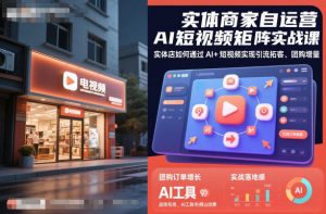 实体商家自运营AI短视频矩阵实战课,实体店如何通过AI+短视频实现引流拓客、团购增量-识享社