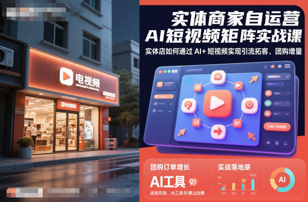 实体商家自运营AI短视频矩阵实战课,实体店如何通过AI+短视频实现引流拓客、团购增量-识享社