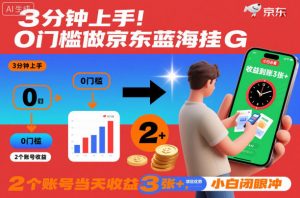 3分钟上手！0门槛做京东蓝海全自动掘金，2个账号当天收益3张+，小白闭眼冲【揭秘】-识享社