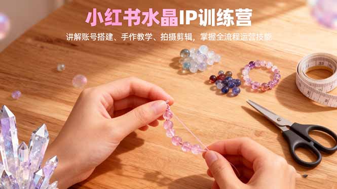 小红书水晶IP训练营,讲解账号搭建、手作教学、拍摄剪辑,全流程运营技能-识享社