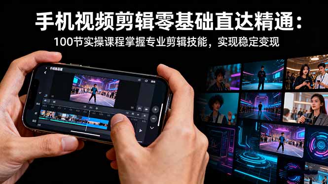 手机视频剪辑零基础直达精通:100节实操课程掌握专业剪辑技能,实现稳…-识享社