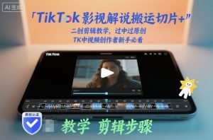 TikTok影视解说搬运切片+二创剪辑教学,过中过原创,TK中视频创作者新手必看-识享社