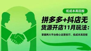 拼多多+抖店无货源开店11月玩法:掌握两大平台核心运营技巧,低成本高回报-识享社