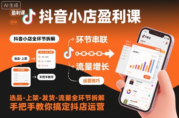 抖音小店盈利课-选品-上架-发货-流量全环节拆解,手把手教你搞定抖店运营-识享社