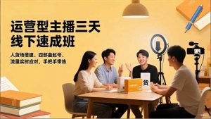 运营型主播三天线下班，人货场搭建,四部曲起号,流量实时应对，手把手带练-识享社
