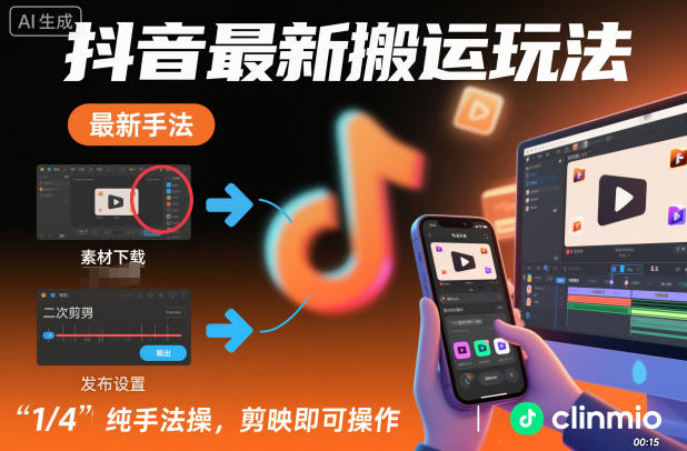 抖音最新搬运玩法，纯手法操作，剪映即可操作-识享社