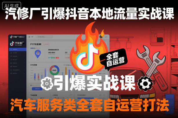 汽修厂引爆抖音本地流量实战课,汽车服务类全套自运营打法-识享社