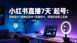 小红书直播7天起号：场域设计+高转化话术+流量放大，快速拉动百人在线-识享社