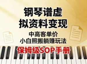 小红书钢琴谱虚拟资料变现，中高客单价，小白照搬的“躺賺”玩法【保姆级SOP手册】-识享社