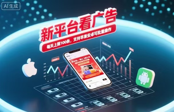 新台看广告，养好机一条5毛到5块，单机日入30到100，支持苹果安卓，可批量操作。-识享社