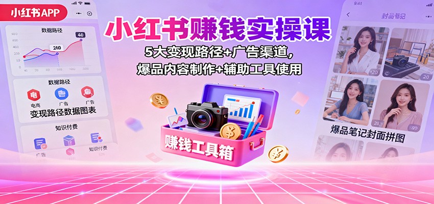 图片[1]-小红书赚钱实操课：5大变现路径+广告渠道，爆品内容制作+辅助工具使用-识享社