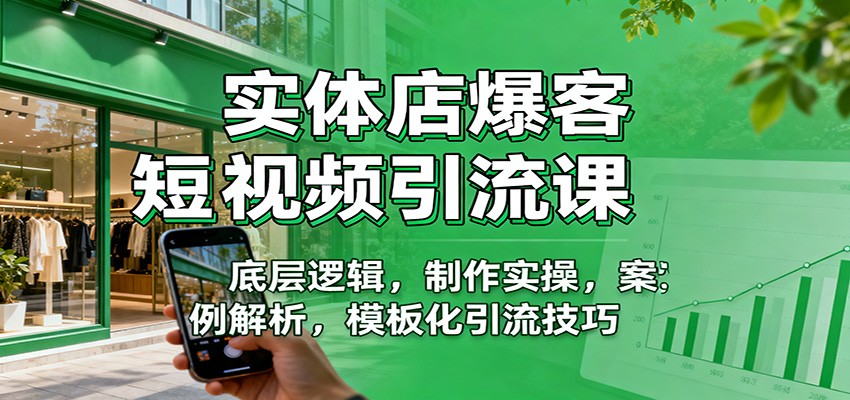 实体店爆客短视频引流课:底层逻辑,制作实操,案例解析,模板化引流技巧-识享社