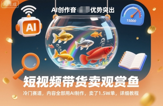 短视频带货卖观赏鱼，冷门赛道，内容全部用AI制作，卖了1.5W单，详细教程-识享社