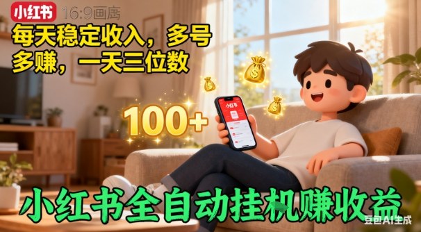 小红书自动挂G賺收益，每天稳定收入，多号多賺，一天三位数【揭秘】-识享社