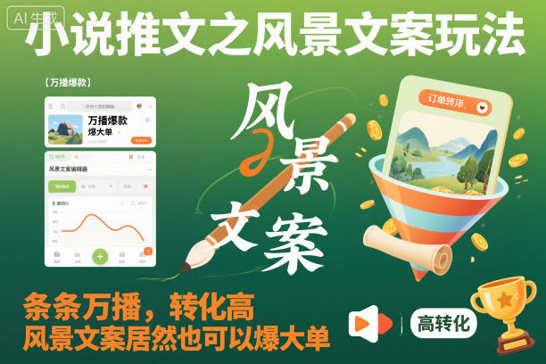 小说推文之风景文案玩法，条条万播，转化高，风景文案居然也可以爆大单！-识享社