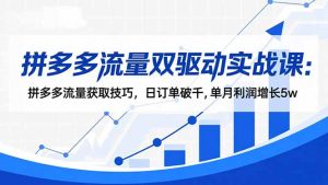 拼多多流量双驱动实战课:拼多多流量获取技巧,日订单破千,单月利润增长5w-识享社