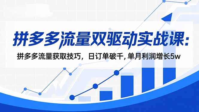 拼多多流量双驱动实战课:拼多多流量获取技巧,日订单破千,单月利润增长5w-识享社